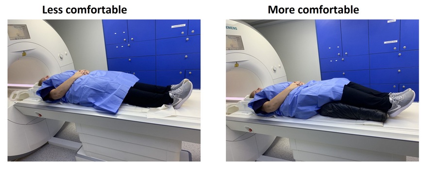 MRI scan comfortable positioning to reduce motion artifacts